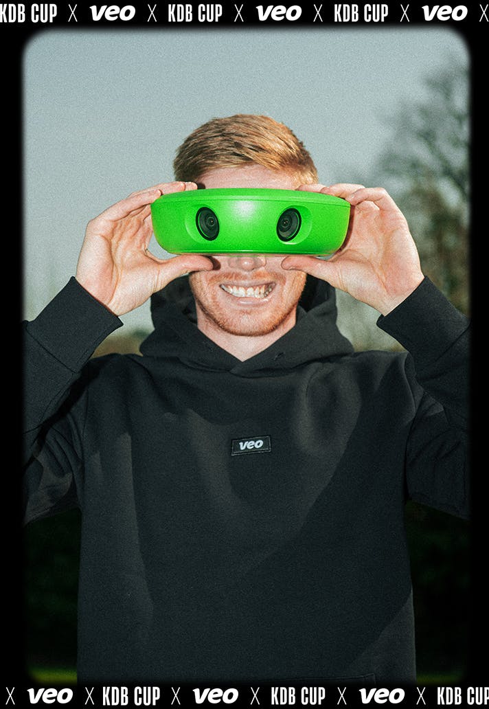 Kevin De Bruyne with Veo Soccer Camera and Black Jacket - Capturing His Skills and Style with Cutting-Edge Sports Technology