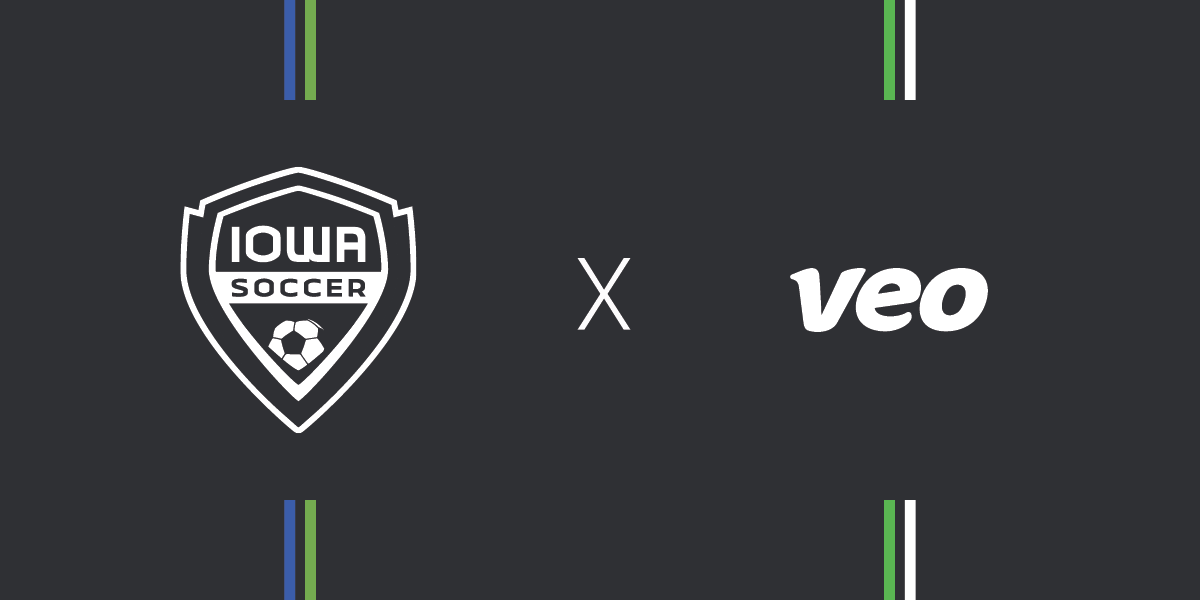 The logo of the partnership between Iowa Soccer and Veo, featuring both logos intertwined.