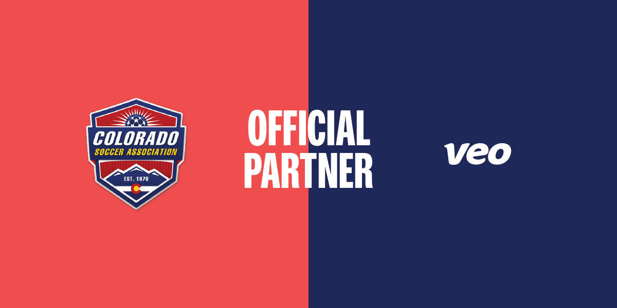 Banner showcasing Colorado Soccer Association and Veo partnership
