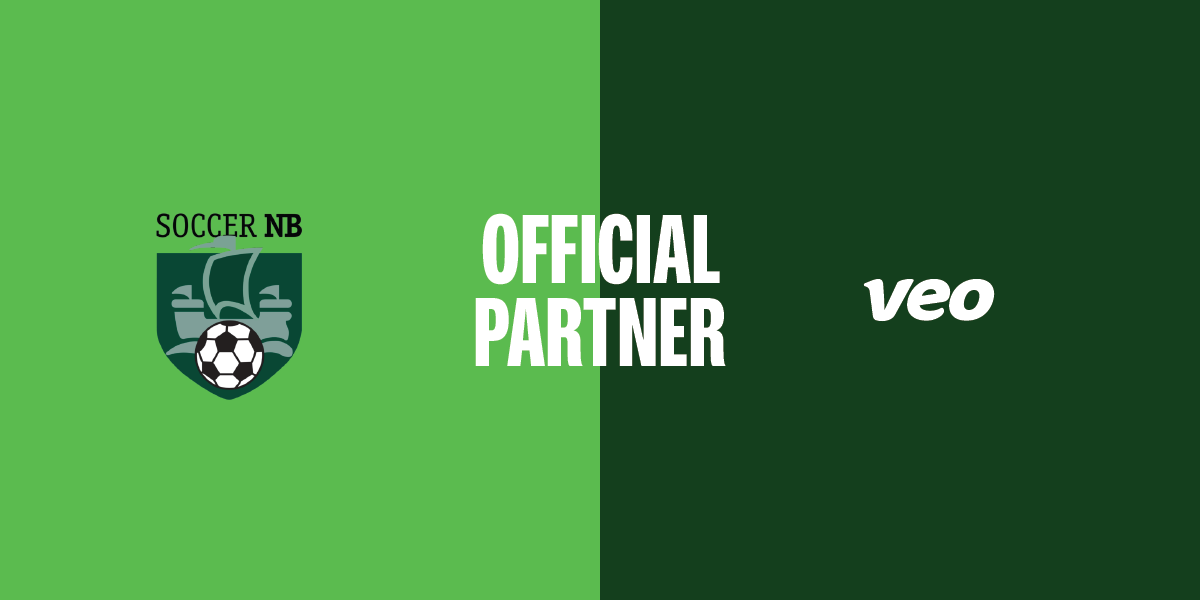 Logo of Soccer New Brunswick and Veo Technologies, symbolizing their partnership.