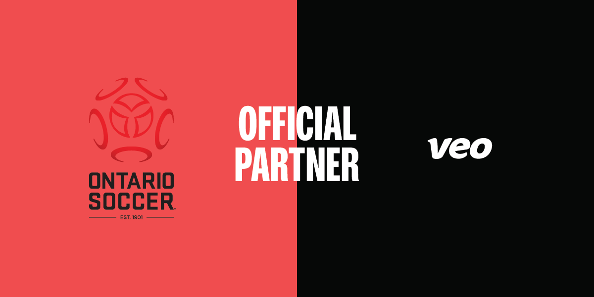 Ontario Soccer partnership announcement banner with Veo Technologies